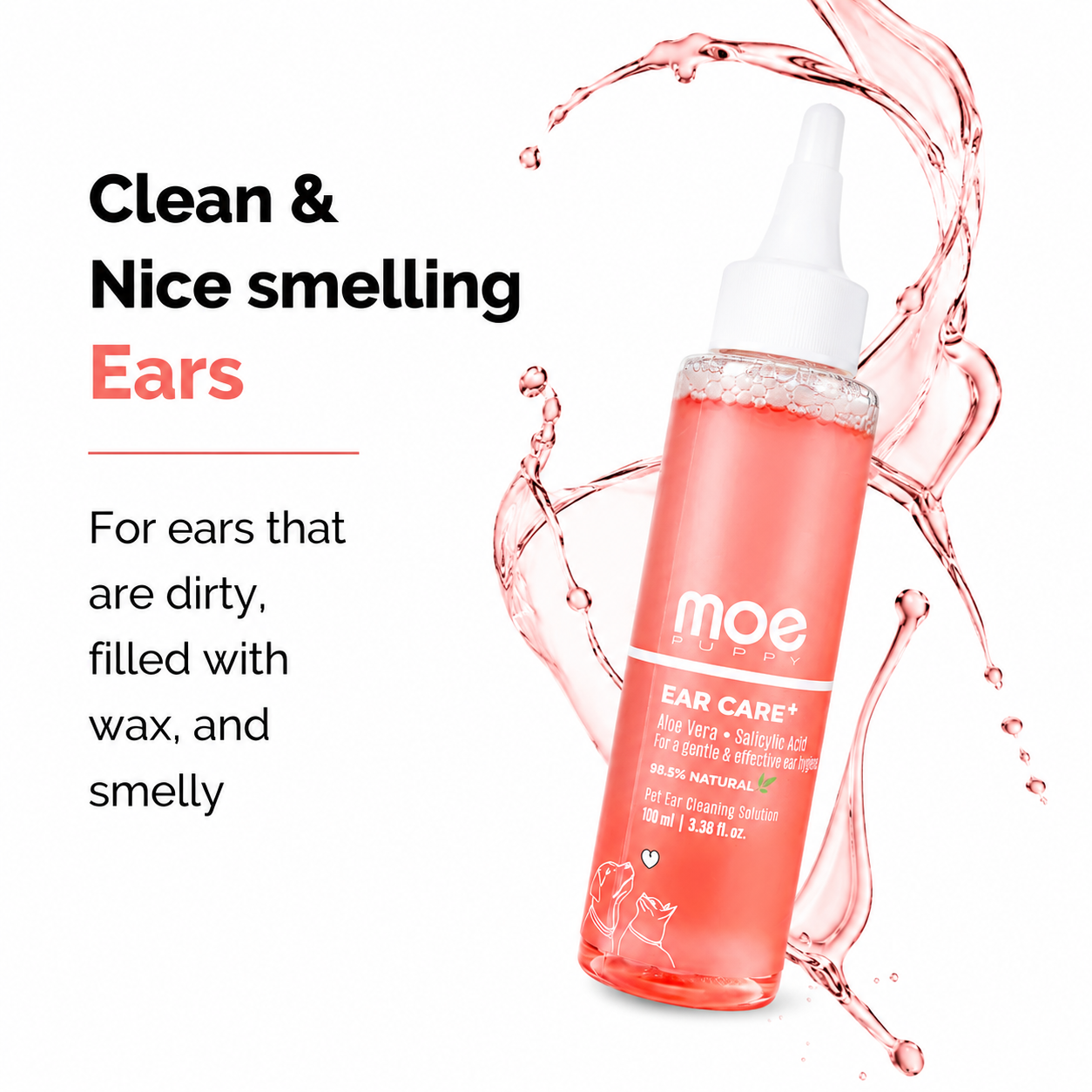 Moe Puppy Ear Care+ Dog Ear Cleaner – Gentle Ear Cleaning Solution