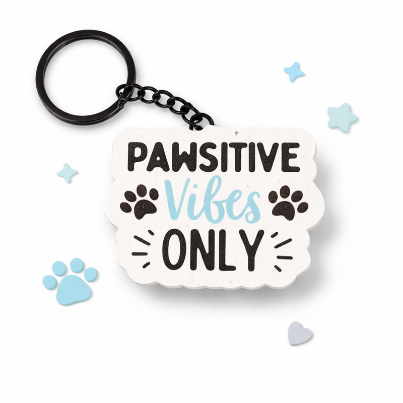Keychain with Pawsitive Vibes Only