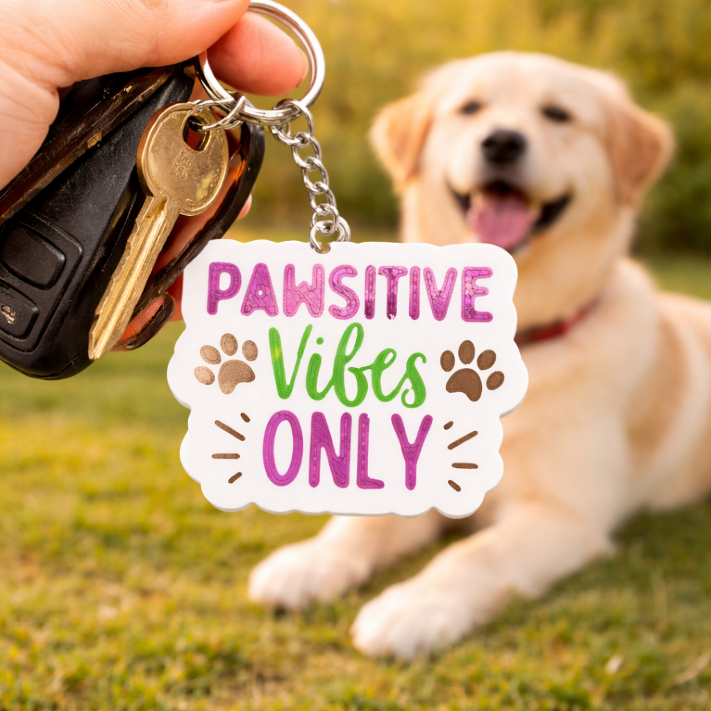 Keychain with Pawsitive Vibes Only