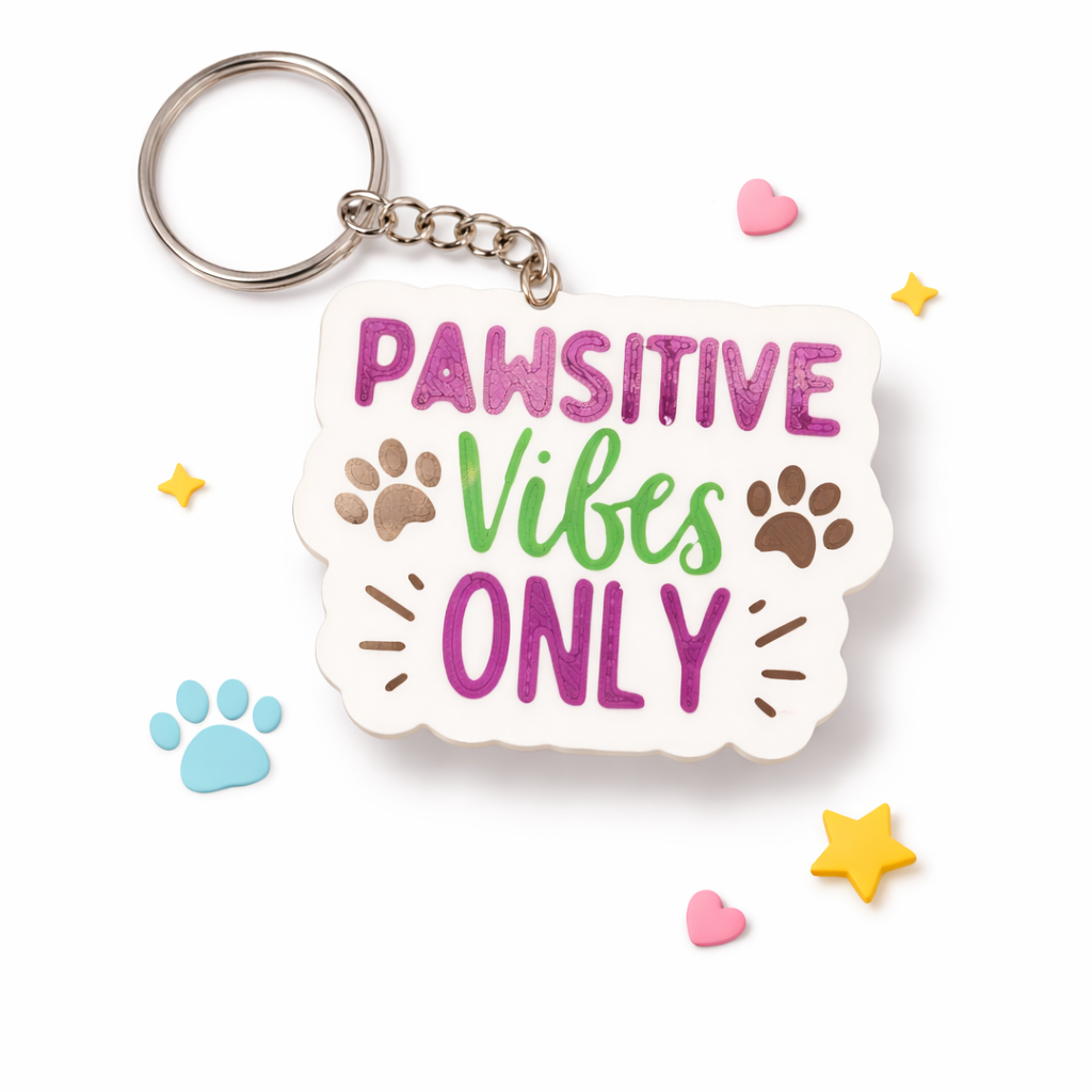 Keychain with Pawsitive Vibes Only