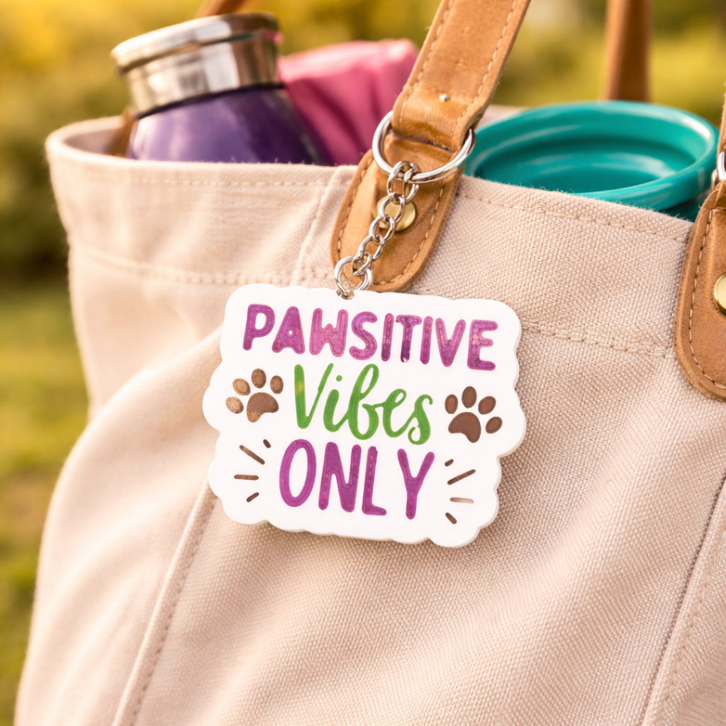 Keychain with Pawsitive Vibes Only
