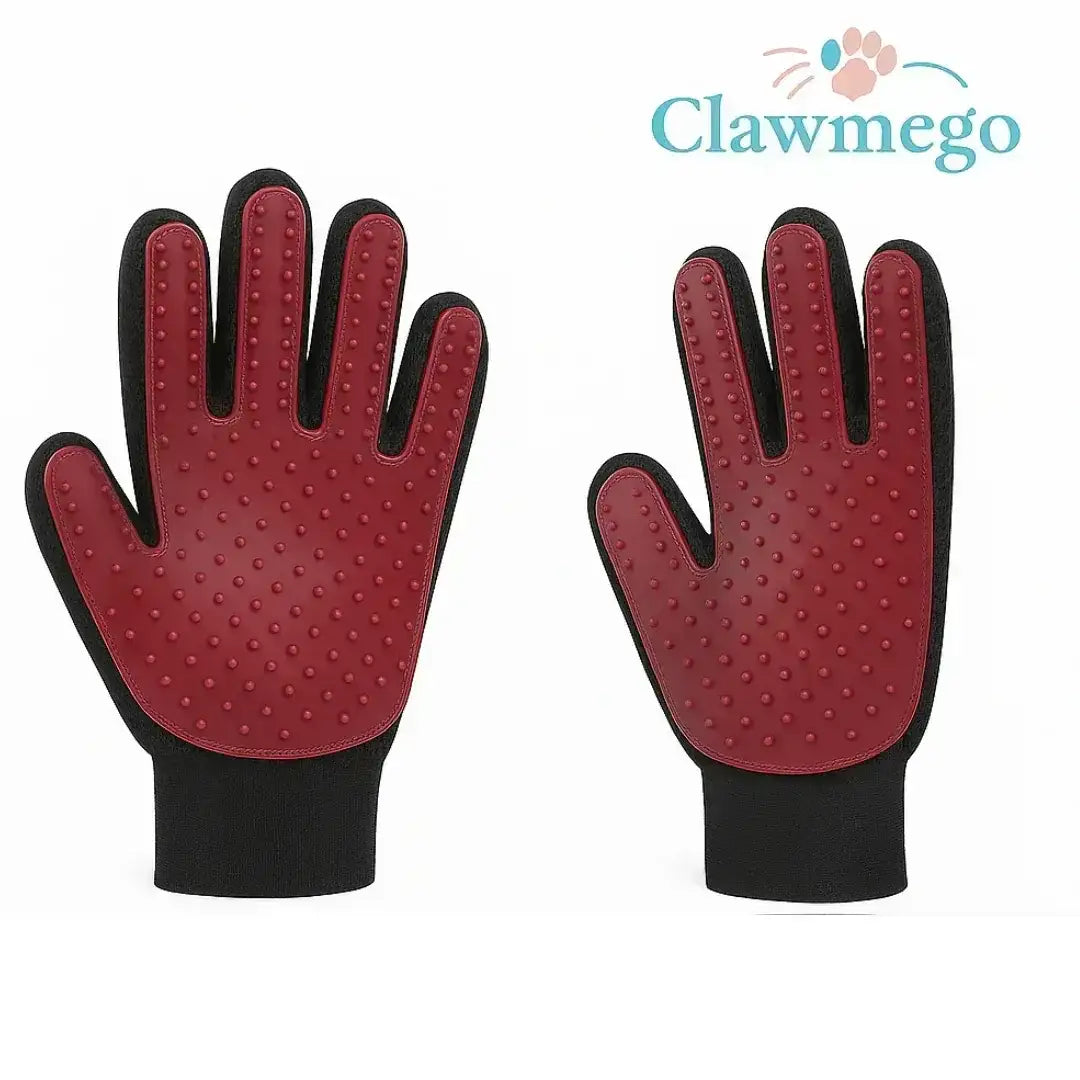 Pet Grooming Gloves set of 2 – Gentle Deshedding & Massaging Brush - Clawmego