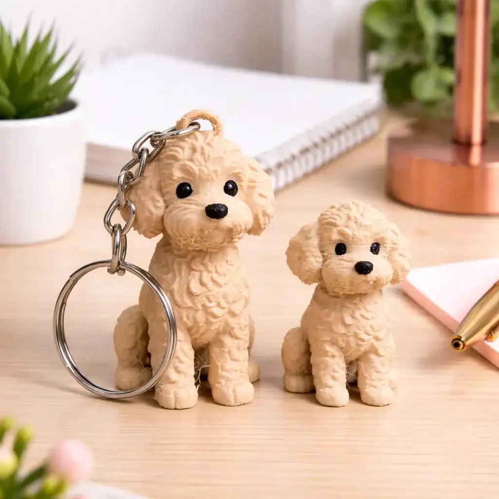 Poodle_figurine_keychain_Closeup View